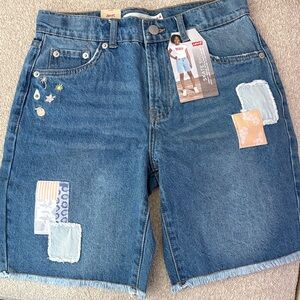 Girls size 14 Levi's Blue Denim Shorts with Colorful Patches